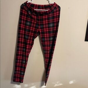 Women's Red and Black Plaid Leggings